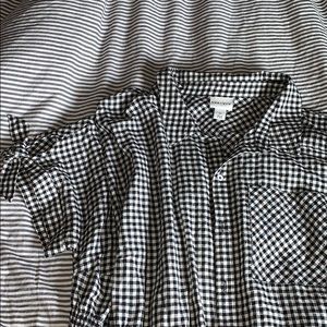 gingham button down midi dress